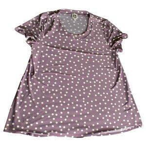 Anne Klein Gray Polka Dot Short-Sleeve Top Womens Size Large